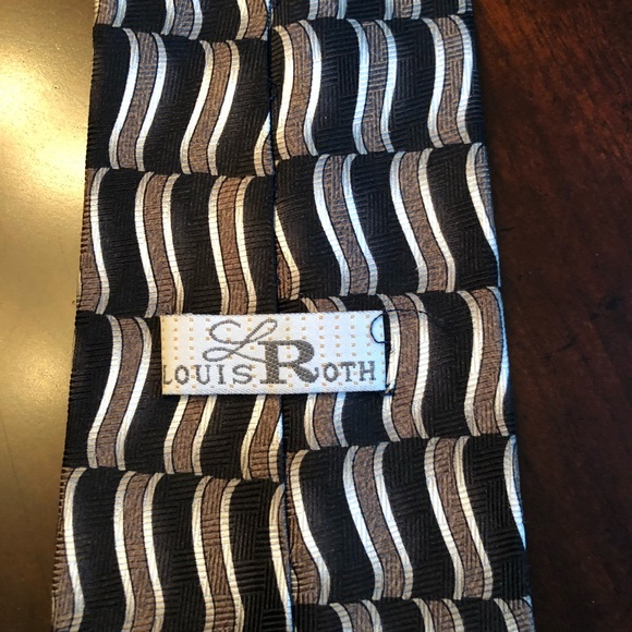 ~Louis Roth~ black, brown and gray pattern tie. - Picture 4 of 5